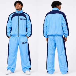 <b>Men's</b> Sky Blue <b>Navy</b> Tracksuit Set Lightweight Windbreaker Jacket <b>Jogger</b> Pants Sportswear Training Streetwear Two Piece - Product Image 2