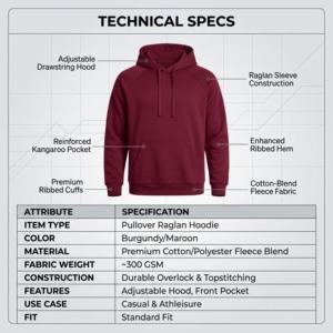 Custom OEM Mens Regular Fit Fleece Pocket Winter Pullover <b>Hoodie</b> <b>Burgundy</b> Streetwear 100% Polyester Casual - Product Image 4