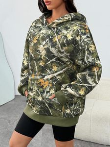 Sudadera con Capucha de Algodón con Estampado de Camuflaje para Mujer, Sudadera Holgada de Felpa, Estilo Casual, Ropa Urbana, Sudadera de Invierno - Product Image 2