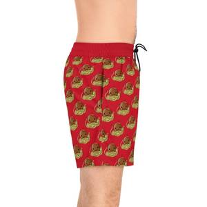 Pantalones cortos de baño para hombre, rojos, con estampado de almohadillas de carne de espagueti, de secado rápido, con cordón, pantalones cortos informales - Product Image 5