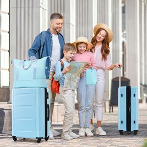 Set di bagagli in ABS leggeri in 2 pezzi con ruote Spinner espansibili con lucchetto da 20 pollici + valigia da 24 pollici con ruote - Product Image 2