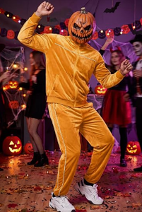 <b>Men</b> Mustard Yellow <b>Velvet</b> Tracksuit Set Stand Collar Zip Up <b>Jacket</b> Long Sleeve Pants Two Piece Casual Outfit - Product Image 4
