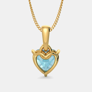 Collar con Colgante de Corazón en Oro Amarillo con Topacio Azul y Diamante Cultivado en Laboratorio - Product Image 4
