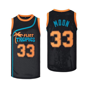 Maillot de basket-ball Moon 33 pour hommes, noir et orange, en maille, sans manches, respirant, personnalisé, impression de vêtements d'équipe - Product Image 1