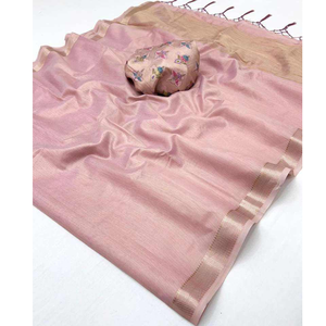 Sari en brocart tissé à la main avec des motifs Zari et Minakari |   Soie de luxe pour tenues de soirée toutes saisons avec tissu à séchage rapide et pièce de chemisier - Product Image 3