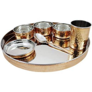 Service de table en laiton pur fait main, ensemble de luxe Maharaja Thali avec finition dorée polie, non toxique, écologique, vaisselle artisanale indienne - Product Image 4