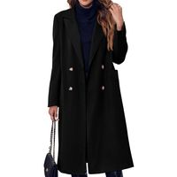 Manteau long sur mesure noir jais à double boutonnage, structuré, en poly durable, de haute qualité