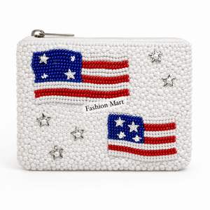 Bolsa de Cosméticos Patriótica con Cuentas Hechas a Mano, Diseño de Bandera de Estados Unidos con Estrellas, Monedero, Bolsa de Regalo para el Día de la Independencia - Product Image 5