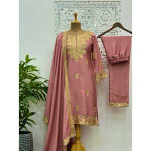 Ensemble de costume fantaisie pour femme avec bordure en dentelle de travail de séquence de broderie - Product Image 1