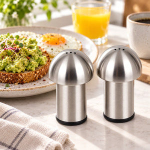 Salières et poivrières en acier inoxydable finition mate, distributeurs d'assaisonnements en forme de dôme pour la maison, les restaurants et les hôtels - Product Image 4