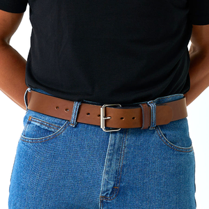 Cinturones de Cuero Marrón para Hombre, Suministro de Fábrica, Cinturones Casuales de Cuero Vacuno Genuino con Hebilla de Aleación - Product Image 5