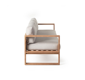 Sofá de Jardín Moderno de Madera de Teca para Exteriores, 3 Plazas con Cojín, Sofá de Patio de Teca Sólida para Hotel, Resort, Villa, Balcón - Product Image 3