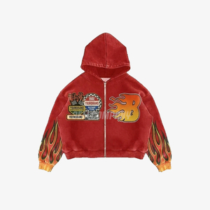 Conjunto de Sudadera con Capucha y Pantalones Cortos con Estampado de Llamas para Niños, Ropa Casual de Calle, Traje de Dos Piezas - Product Image 2