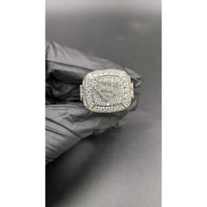 925 <b>Silver</b> Moissanite Cluster Statement Diamond <b>Ring</b> <b>for</b> <b>Men</b> Iced Out Hip Hop Luxury White Gold Finish Round Cut Diamond <b>Ring</b> - Product Image 1