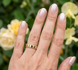 Classic Engagement Gold Milgrain Wedding Band <b>Thick</b> Polished Flat <b>Ring</b> 10K Solid Gold Custom Unisex Wedding <b>Ring</b> Plain Gold Band - Product Image 5