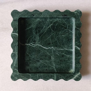 Plateau de service alimentaire en marbre de forme carrée unique avec plateau en pierre naturelle de couleur verte pour la présentation de desserts et d'accessoires pour boissons - Product Image 3