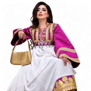 Vestidos afganos tradicionales hechos a mano con encaje, manga larga, estilo vintage para mujer, transpirables, con bordado natural, maxi para mujer. - Product Image 1
