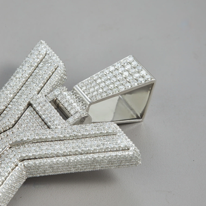 Pendentif lettre X plaqué rhodium, breloque à thème en strass de cristal pour bijoux de mode unisexe style hip-hop - Product Image 4