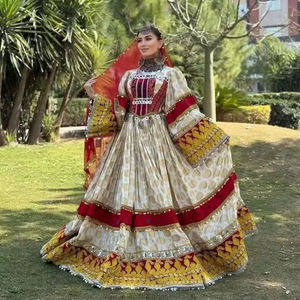 Vintage Chiffon Lace Embroidery Kuchi Party Gown woman afghani frock Traditional Bohemian <b>Wedding</b> Wear Custom Brand woman afghan - Product Image 3