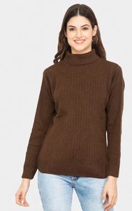 Robe pull longue élégante et décontractée à col montant épais, haut en tricot de qualité supérieure, fabriqué en Inde, prix de gros - Product Image 2