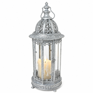 Vintage Metal Candle Holder Lantern with Silver Finish Ornate Hollow Dome <b>Moroccan</b> Decorative Lantern Bulk Event <b>Decor</b> Supplies - Product Image 1