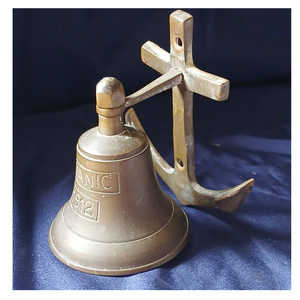 Cloche d'ancre en laiton massif de style antique, vente en gros, décoration nautique, cadeau maritime avec impression découpée polie, cloche de bateau/navire - Product Image 1