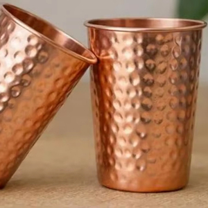 Matte Finish Copper Glass Tumbler Modern Ayurvedic Drinking Water Cup Metal <b>Drinkware</b> Export Supplier - Product Image 1
