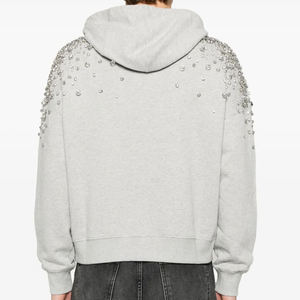 Sudaderas con Capucha Personalizadas para Hombre, Estilo Vintage, con Apliques Desgastados, Gráficos Agrietados, Pedrería, Hombros Caídos, 100% Algodón, para Invierno - Product Image 5