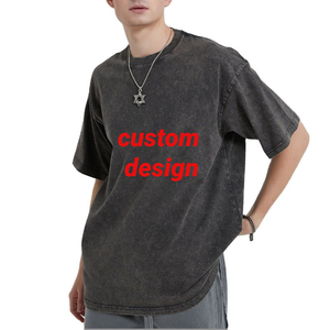 เสื้อยืดคอกลมแขนสั้นทรงปกติสำหรับผู้ชาย ดีไซน์พิเศษ ผ้าฝ้าย 100% ล้างสีแบบแอซิด พิมพ์ลายตัวอักษรด้านหน้า สไตล์ลำลอง - Product Image 1