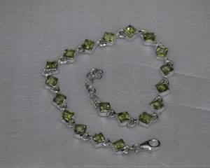 Natural Peridot <b>Gemstone</b> <b>Bracelet</b> with 925 Sterling Silver| Handmade Green Peridot Jewelry| Adjustable Silver <b>Bracelet</b> for Women - Product Image 5