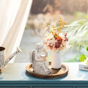 Bandeja de Servir Redonda de Madera Rústica, Centro de Mesa Estilo Farmhouse, Bandeja Decorativa para Mesa de Centro, Encimera de Cocina y Hogar - Product Image 3