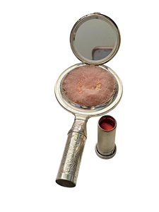 Silver Handheld <b>Vanity</b> <b>Mirror</b> with Ornate Engraved Handle Round Decorative Makeup <b>Mirror</b> Traditional Design Metal Frame - Product Image 3