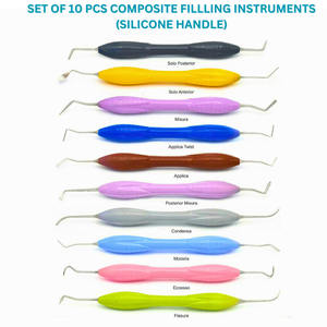 Ensemble de 10 instruments de restauration composite avec poignées en silicone, outils dentaires manuels en cassette - Product Image 4