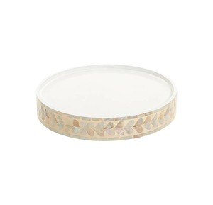 Soporte para tartas de nácar más vendido, juego de platos bajos de madera con diseño de concha natural y base blanca para eventos - Product Image 3