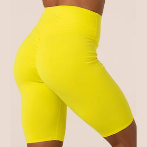 Shorts de Yoga Elásticos de Cintura Alta para Verano, Color Sólido, Doble Laminado, 100% Poliéster, Secado Rápido, Transpirables, para Fitness - Product Image 3