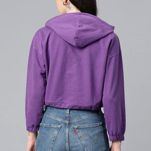 Sudadera Corta con Capucha para Mujer, 100% Algodón, Diseño Frontal con Logotipo Personalizado, Precio Bajo, Ropa de Mujer con Logotipo Personalizado - Product Image 3