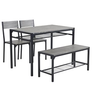 Set da 4 Pezzi Regolabile per Cucina e Bar, Tavolo in PU con 2 Sedie e Panca, Ideale per Spazi Piccoli - Product Image 2