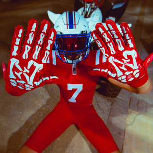 Gants de football américain 7v7 en gel de silicone de haute qualité, personnalisables avec logo, pour receveurs, durables, antidérapants, pour jeunes et adultes, avec logo en caoutchouc. - Product Image 5