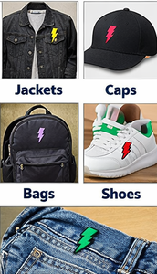 100 patchs thermocollants en forme de éclairs, 10 couleurs vives, 10 de chaque couleur, pour broderie DIY sur chapeaux, sacs, vestes - Product Image 6