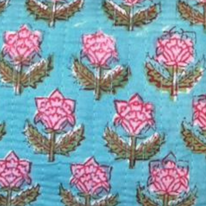 Juego de neceseres de algodón acolchado con estampado floral azul y rosa de Jaipur, con cierre de cremallera multifunción, forro de PVC, duradero. - Product Image 4