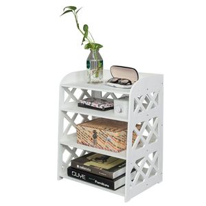 Mobiletto comodino bianco in legno composito RT a 4 ripiani e tavolino da tè/caffè per scaffali e unità di stoccaggio - Product Image 1