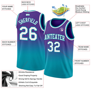 Camisetas de Baloncesto OEM de Alta Calidad al por Mayor, Sublimadas, de Malla, 100% Poliéster, Unisex, Diseño para Adultos, para Todas las Temporadas - Product Image 2