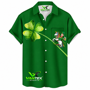 Camisa Hawaiana Vantex Sports para Hombre, Manga Corta, Estampado Floral Azul, Transpirable, Cuello Camisero, Popelina, Estilo Urbano, para Verano - Product Image 3
