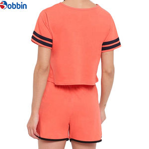 Conjuntos de Verano, Traje Deportivo Corto, Tendencia de Verano, Logotipo Personalizado, Conjunto de Dos Piezas de Algodón, Shorts y Camisetas para Mujer - Product Image 6