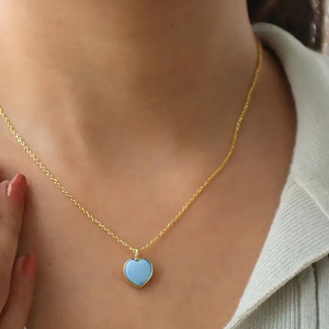 Natural Labradorite Heart Shape Pendant Necklace Gold Plated Brass Bezel Set Handmade Gemstone Necklace for Women - Product Image 3