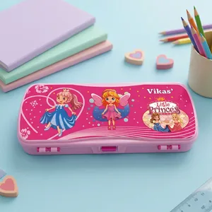 VIKAS X MAXO <b>Pink</b> Pencil <b>Box</b> Hard Plastic Stationery Storage Case with Strong Clip Closure Lightweight Organizer for School - Product Image 4