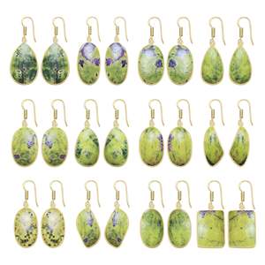 Bohemian Style Wedding Gift Jewelry Handmade Atlantasite Mixed Shape Gemstone High Quality Silver Plated Brass <b>Clip</b>-on Earring - Product Image 5