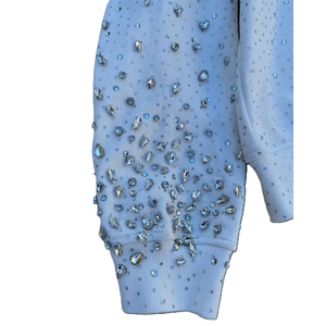 Sudadera con Capucha y Cremallera Azul Claro con Pedrería, Unisex, Oversize, Casual, de Forro Polar, 100% Algodón, Invierno, Ecológica, Transpirable - Product Image 2