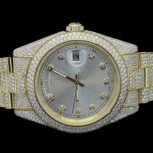 Reloj de Diseño para Hombre, Estilo Hip Hop, Personalizado y Hecho a Mano, Completamente Cubierto de Diamantes de Imitación, Esfera Blanca con Características Clásicas - Product Image 5