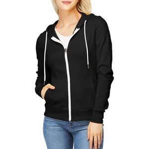 Sudadera con capucha para mujer, jersey de algodón tejido de manga larga, color morado, estilo otoñal, color sólido, transpirable, con bolsillos - Product Image 4